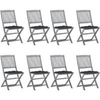 vidaXL Tuinstoelen 8 st inklapbaar met kussens massief acaciahout