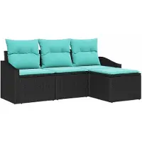 vidaXL Bankstel 4 st Zwart poly rattan