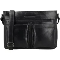 Hide & Stitches Schoudertas met voorvakken Porto Zwart