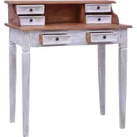 Syfax Schrijftafel met lades 90x50x101 cm massief mahoniehout