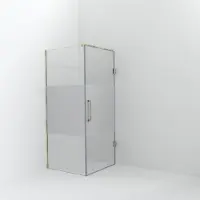 Balmani Modular inloopdouche met deur: 90 x 200 cm met deur 90 cm, Helder glas met matte strook, Brushed Champagne Gold profielen