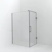 Balmani Modular inloopdouche met deur: 140 x 200 cm met deur 90 cm, Helder glas, Brushed CoolMetal profielen