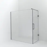 Balmani Modular inloopdouche met deur: 180 x 200 cm met deur 90 cm, Extra helder glas met coating, Brushed Inox profielen