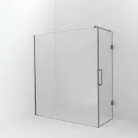 Balmani Modular inloopdouche met deur: 180 x 200 cm met deur 80 cm, Helder glas, Brushed CoolMetal profielen