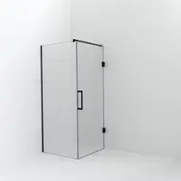 Balmani Modular inloopdouche met deur: 90 x 200 cm met deur 90 cm, Extra helder glas met coating, Mat zwarte profielen