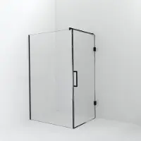 Balmani Modular inloopdouche met deur: 130 x 200 cm met deur 100 cm, Helder glas met coating, Mat zwarte profielen