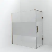 Balmani Modular inloopdouche met deur: 180 x 200 cm met deur 90 cm, Helder glas met matte strook, Brushed Rosegold profielen