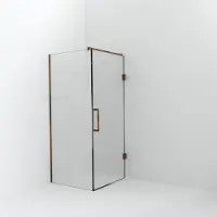 Balmani Modular inloopdouche met deur: 90 x 200 cm met deur 90 cm, Helder glas met coating, Brushed Rosegold profielen