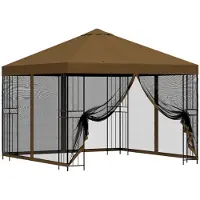 vidaXL Tuin gazebo met zijwanden 3 x 3 m Taupe Polyester en Staal