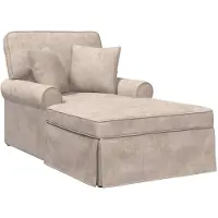 vidaXL Chaise Lounge met Rok met kussen Beige 157 x 91 x 91 cm ARES