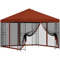 vidaXL Tuin gazebo met zijwanden 3 x 3 m Terracotta Polyester en Staal