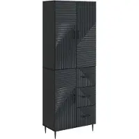 vidaXL Kast Set 2 st Zwart Bewerkt hout