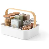 Umbra Bellwood Multifunctionele Caddy Organizer met Handvat Bureau Make-up Slaapzaal Caddy Keukenkast Organizer Natuurlijk/Wit