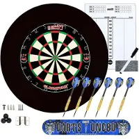 COFI Dartbord met pijlen, stalen dartbord van sisal met dartbord- en Polyurethanset, zwart