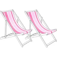Beliani ANZIO/AVELLINO - Set van 2 hoezen - Gestreept/Roze - Polyester