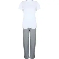 Towel city Dames/Dames Heather Lange Pyjama Set (Wit/Heathergrijs)
