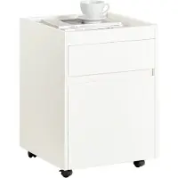 SoBuy Bijzettafel met 2 Laden, Wit, 40x40x54 cm