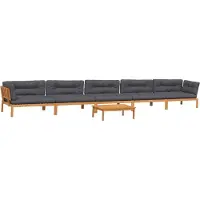 vidaXL 6-delige Loungeset pallet met kussens massief acaciahout
