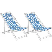 Beliani ANZIO/AVELLINO - Set van 2 hoezen - Abstract/Blauw - Polyester
