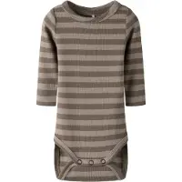 Name it BABY modal gestreepte romper - bruin Jongens/Meisjes Stretchkatoen Ronde hals - maat 68
