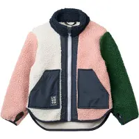Liewood Fleece jas 'Noam Pile' donkerblauw / donkergroen / pastellila / rosa / wit