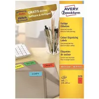 Avery Gekleurde Etiketten, rood, 210,0 x 297,0 mm, permanent klevend