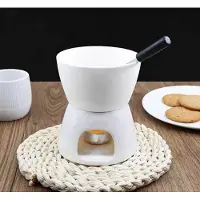 COOAU Chocolade Fondue - Chocolade Fondue Mok - Fondue Mok - Mini Fondue -1 Vorken - 300ML - Porselein - Wit