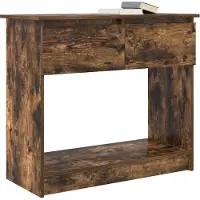 vidaXL Wandtafel met lades gerookt eikenkleurig 85,5x38,5x74,5 cm