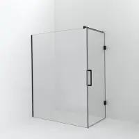 Balmani Modular inloopdouche met deur: 160 x 200 cm met deur 90 cm, Helder glas, Mat zwarte profielen