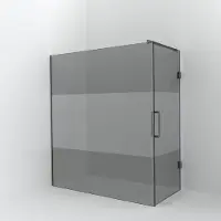 Balmani Modular inloopdouche met deur: 180 x 200 cm met deur 90 cm, Rookglas met matte strook met coating, Brushed Inox profielen