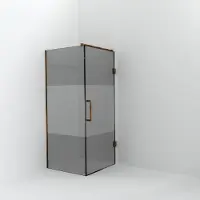 Balmani Modular inloopdouche met deur: 90 x 200 cm met deur 90 cm, Rookglas met matte strook, Brushed Rosegold profielen