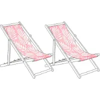 Beliani ANZIO/AVELLINO - Set van 2 hoezen - Bladpatroon/Roze - Polyester