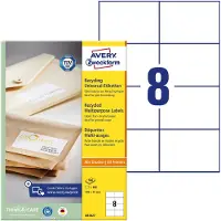 Avery Zweckform Etiket LR3427-100 105x74mm recycled wit 800stuks