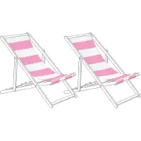 Beliani ANZIO/AVELLINO - Set van 2 hoezen - Strepen/Roze - Polyester