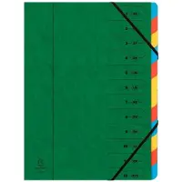 Exacompta 8x Sorteermap met vaste rug en elastosluiting - 12 indelingen - Groen - 54123E