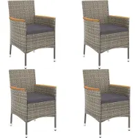 vidaXL 5-delige Tuinset met kussens poly rattan grijs