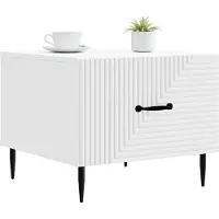 vidaXL - Salontafel - met - lade - Wit - 49 - x - 50 - x - 40 - cm - Bewerkt - hout