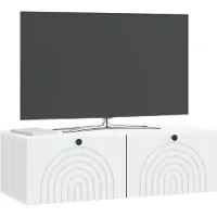 vidaXL Wandmontage TV-kast 99 x 41 x 30 cm Wit Bewerkt hout