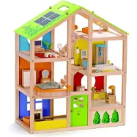 Hape Large Wooden Dollhouse With Furniture Doll Veelkleurig Kinderen