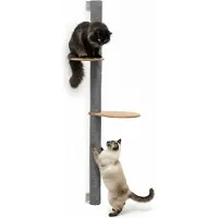 Eyepower 132 cm Wandkrabpaal met 2 Bamboe Planken - Katten Klimboom Sisal - Krabpaal met Muurbevestiging