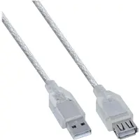 InLine 34603 USB 2.0 verlengkabel, mannelijke/vrouwelijke connector, type A, transparant, 3 meter