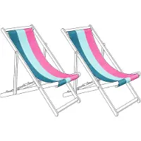 Beliani ANZIO/AVELLINO - Set van 2 hoezen - Groen/Blauw/Roze - Polyester