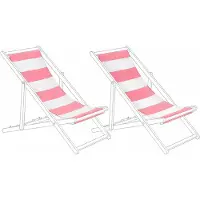 Beliani ANZIO/AVELLINO - Set van 2 hoezen - Gestreept/Rood - Polyester
