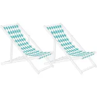 Beliani ANZIO/AVELLINO - Set van 2 hoezen - Geometrisch/Turquoise - Polyester