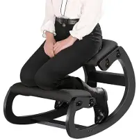TIM. TIM Kniestoel Ergonomisch - Balansstoel - Rug Corrector -Postuur Corrector - Werkstoel – Kniestoel Met Rugleuning – Bureaustoel – Verlicht Nekpijn En Rugpijn - Meditatie - Zwart - 84cm x 54cm x 53cm