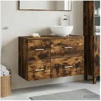 vidaXL Badkamermeubel Set 2 st Gerookt eiken Bewerkt hout