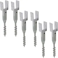 Baumarktplus 6x U-profiel grondbus om in te schroeven 9x9 cm 68,5 cm lengte thermisch verzinkt voor vierkanthout 90 mm