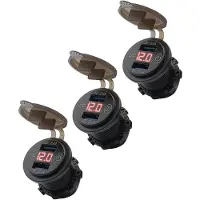 Proride 12V USB Wandcontactdoos Inbouw - 2 USB Poorten - Schakelaar - Voltmeter - 5V/2.4A - Rood - Voor 3 stuks
