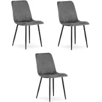 Leobert Fauteuil - - Lava - Donkergrijs fluweel - 43 x 51 x 90 cm - Set van 3