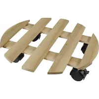 Nature 2x Ronde plantentrolley hout 35 cm - Woonaccessoires/decoratie - Home